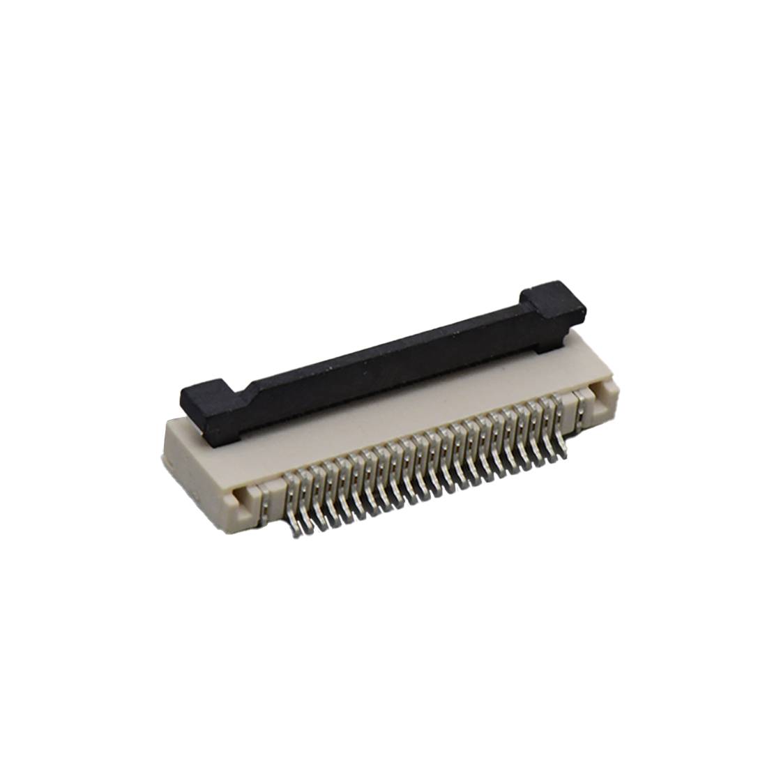 F0501 FPC FFC连接器Pitch 0.50mm 90°H2.00mm ZIF前掀盖下接触卧贴 FPC 22Pin米黄色 镀雾锡